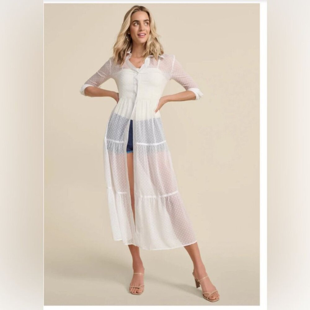 Venus Swiss Dot Maxi Top - White